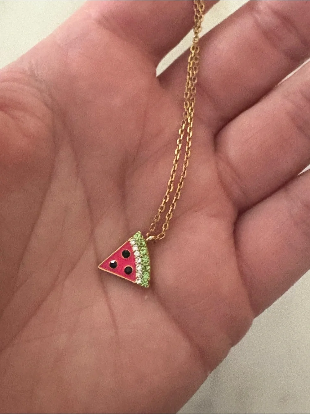 kate spade Gold-Tone Pink and Green Watermelon Slice Pendant Necklace - Picture 3 of 3